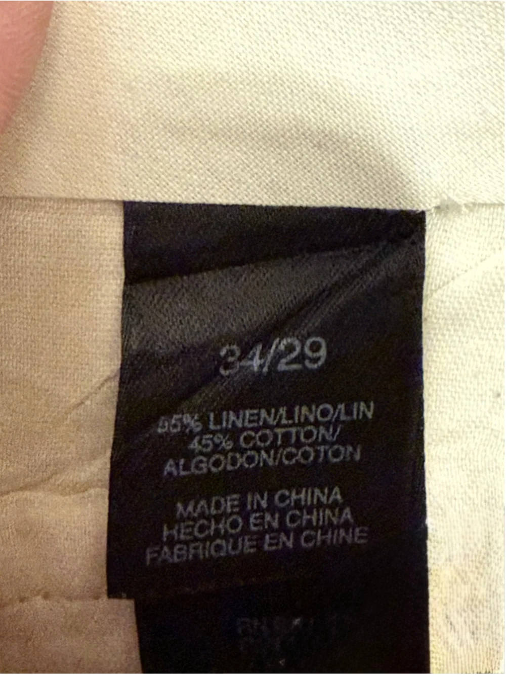 Vintage Y2K Claiborne Men's Beige Linen Blend Lightweight Trousers Waist 34x29